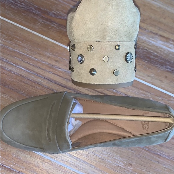 UGG Elise Studded Suede Leather Shoe Beige 9 NIB - Picture 8 of 14